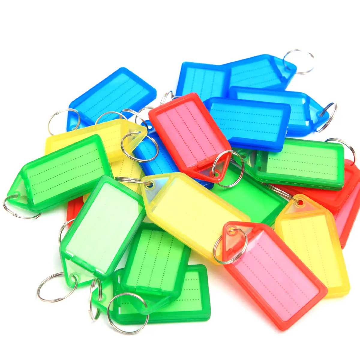 

25PCS Flip-Top Plastic Keychain Tags - Clear Minimalist Multicolor Double-Sided DIY Keychain Labels for Keys, ZSY