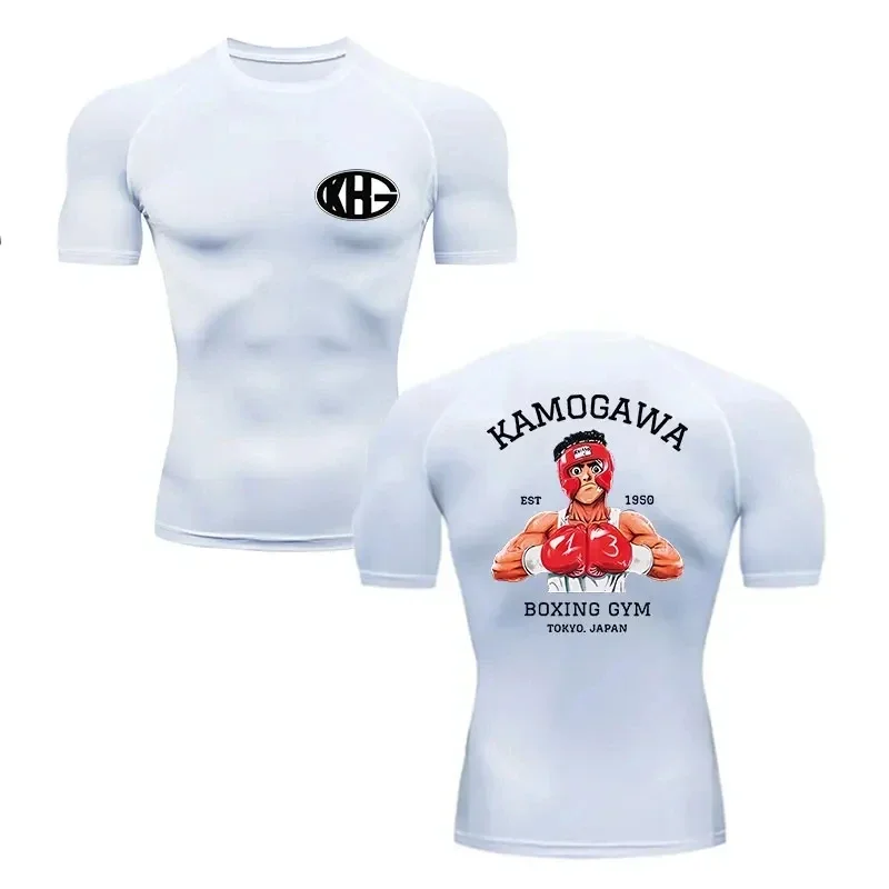Camiseta de boxeo de Anime para hombre y mujer, camisetas deportivas de compresión con gráfico KGB, ropa Harajuku Streetwear