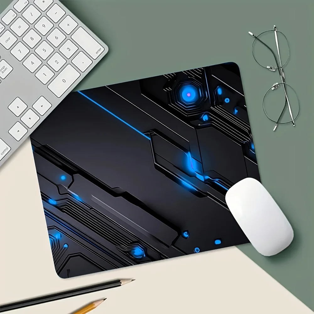 Brand Tech Metal Line Mouse Pad Anti-Slip Rubber Base Durable Surface For Desktop Office Gaming Study Laptop PC