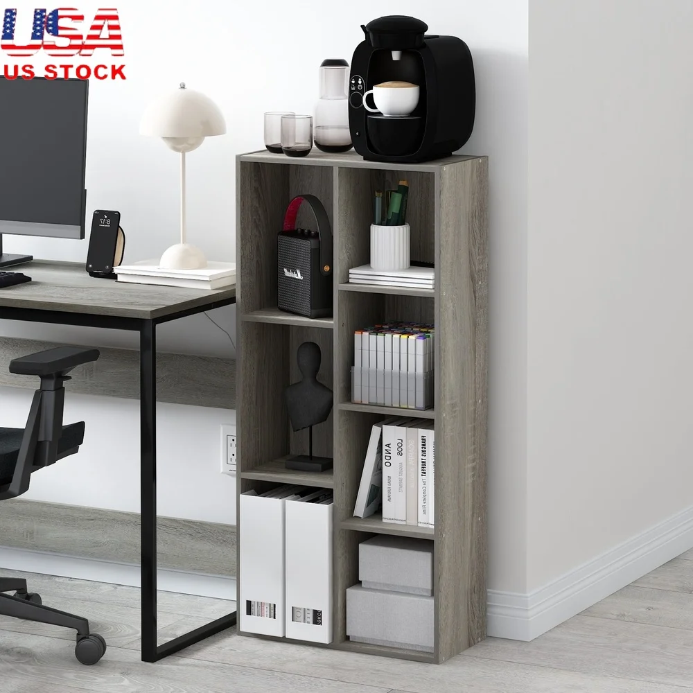 

Reversible Cube Bookcase 7-Shelf Organizer Stylish Storage Solution Home Office Living Room