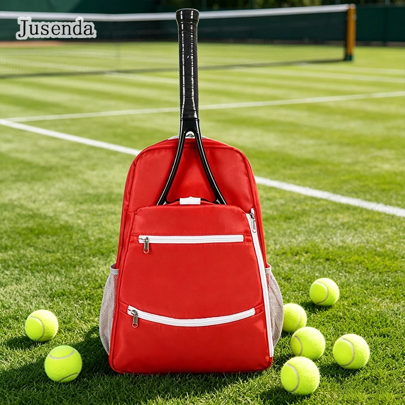 

Теннисный рюкзак для 2 ракеток, большая вместительная сумка для ракеток для бадминтона, водонепроницаемая многофункциональная сумка для тенниса, красная.