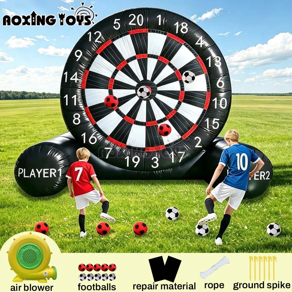 3M Inflatable Football Dart Board Game for Kids and Adults, Large Soccer Target With Velcro Balls for Outdoor Party & Event