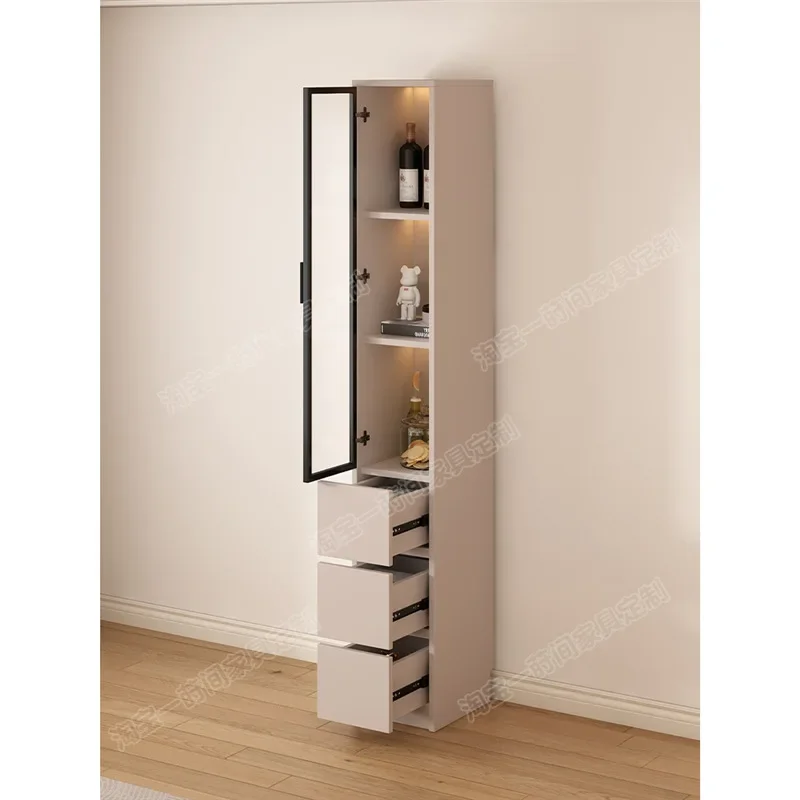 Thin glass cabinet, wine cabinet 20cm storage, extremely narrow side cabinet 30cm crevice cabinet, kitchen locker integrated