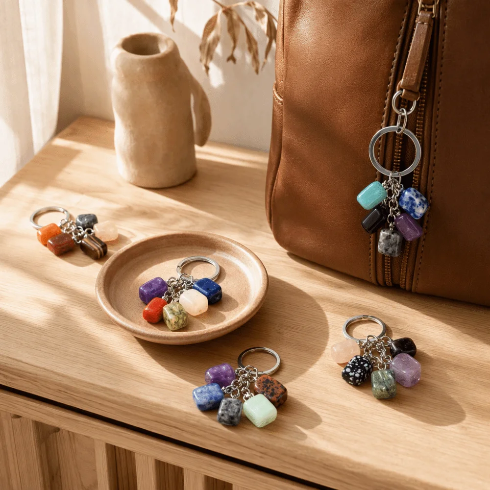 Unique Stone 12 Constellation Keychain Zodiac Alloy Birthstone Key Pendant Polished Lightweight Astrology Keyring Party Favor
