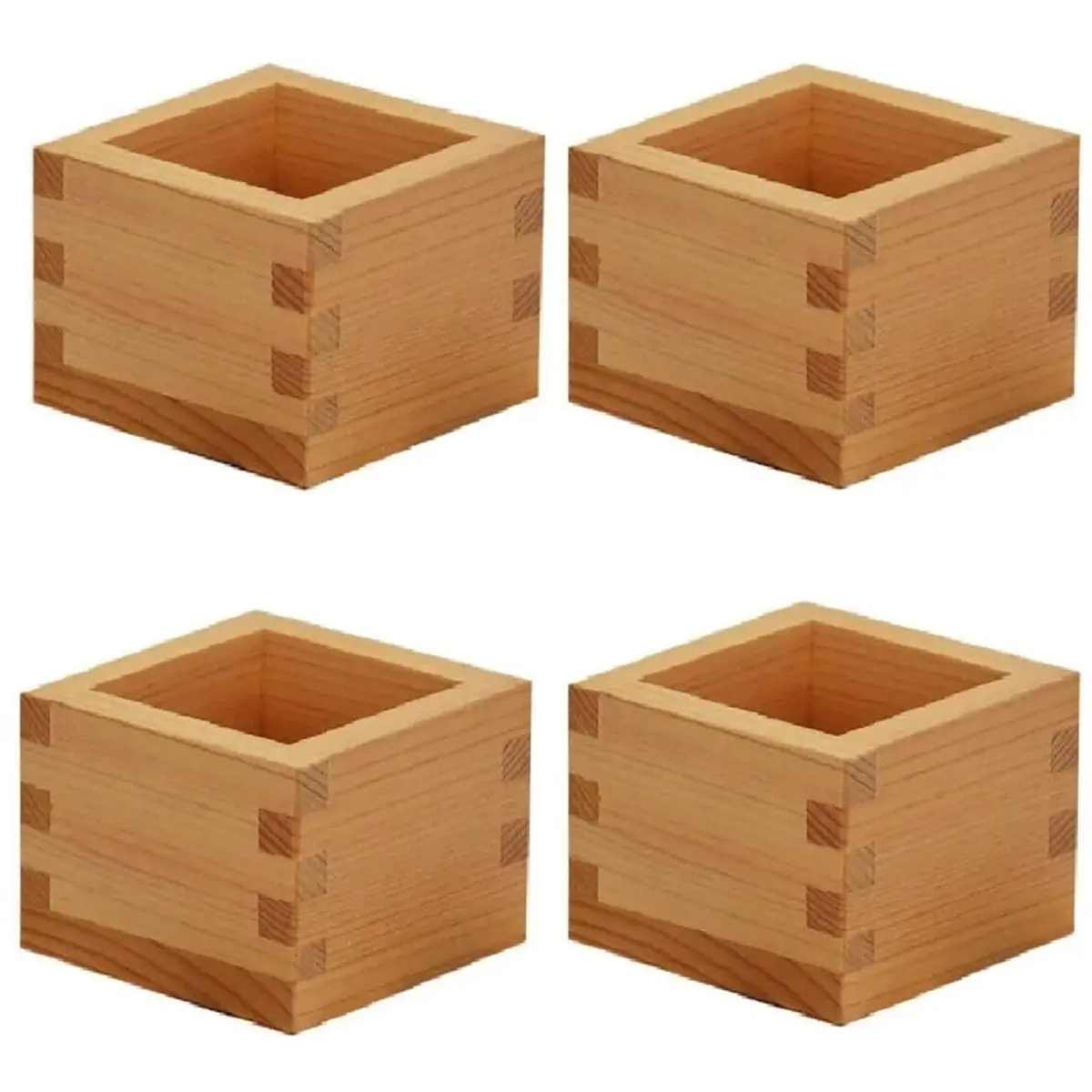 2026 Trend 4pcs Japanese Culture Wood Wooden Sake Cup Masu Box Put the Wine Glass Inside Square Wooden Wine Tray,Dessert Box