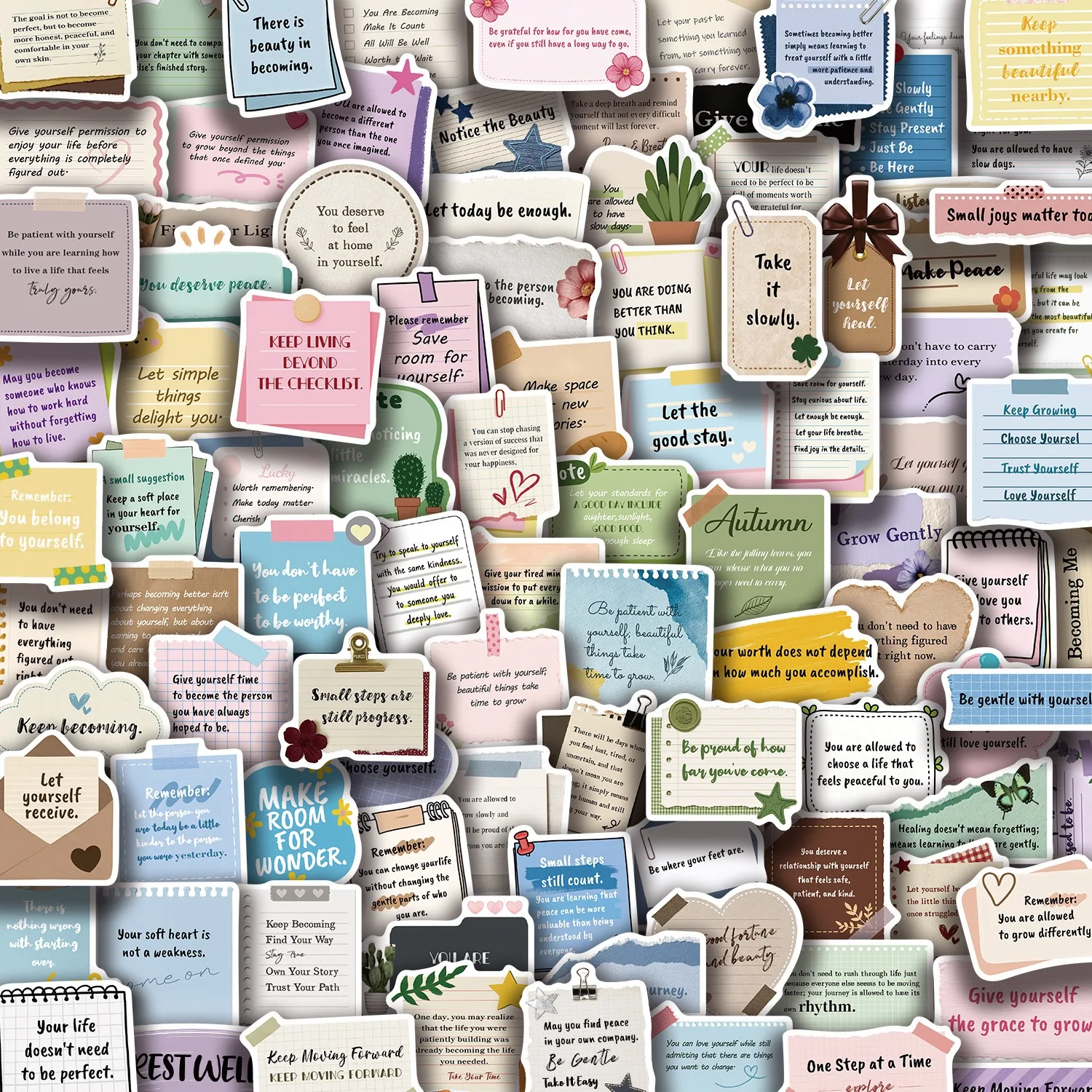 50/100pcs Cute Motivational Words Test Stickers Inspirational Notes Decals for School Teacher Student Stationery Diary Sticker