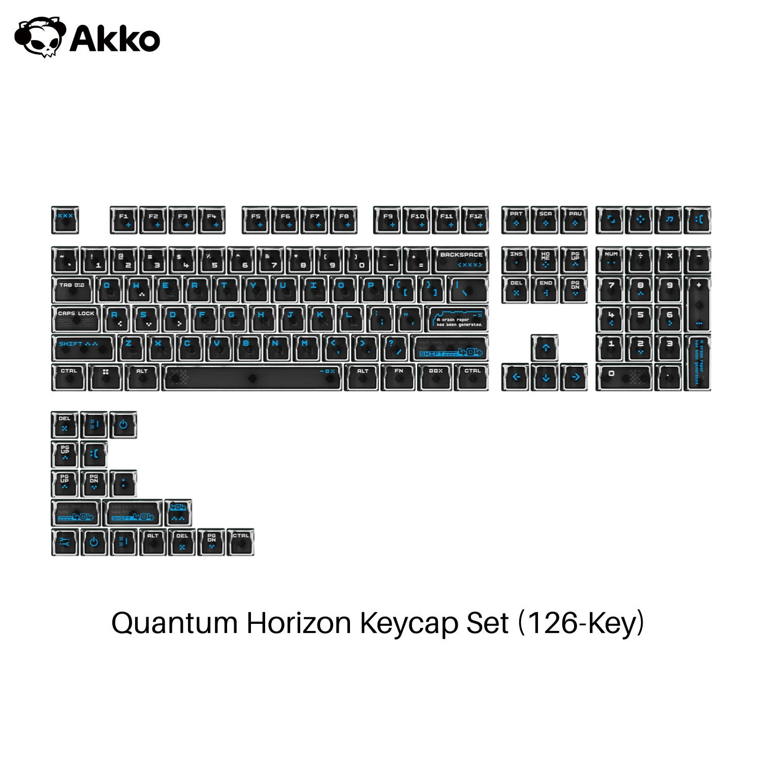 Akko Quantum Horizon Keycap Set 126 Keys Cherry Profile Double Shot High-Transparency PC Mirror-Electroplated Keycaps for ANSI
