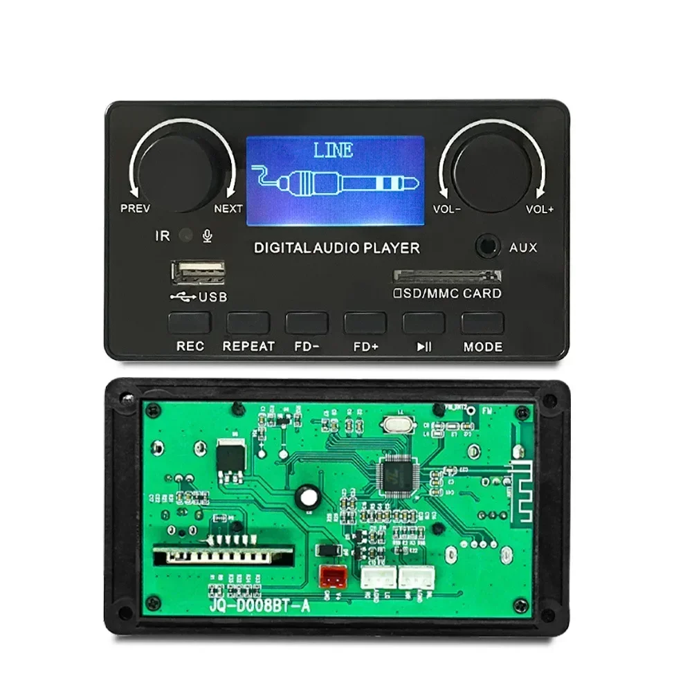 

12V MP3 Bluetooth Decoder Board LCD Lyrics Display Decoder WMA WAV FLAC APE FM Recording USB Decoding For Audio Amplifier