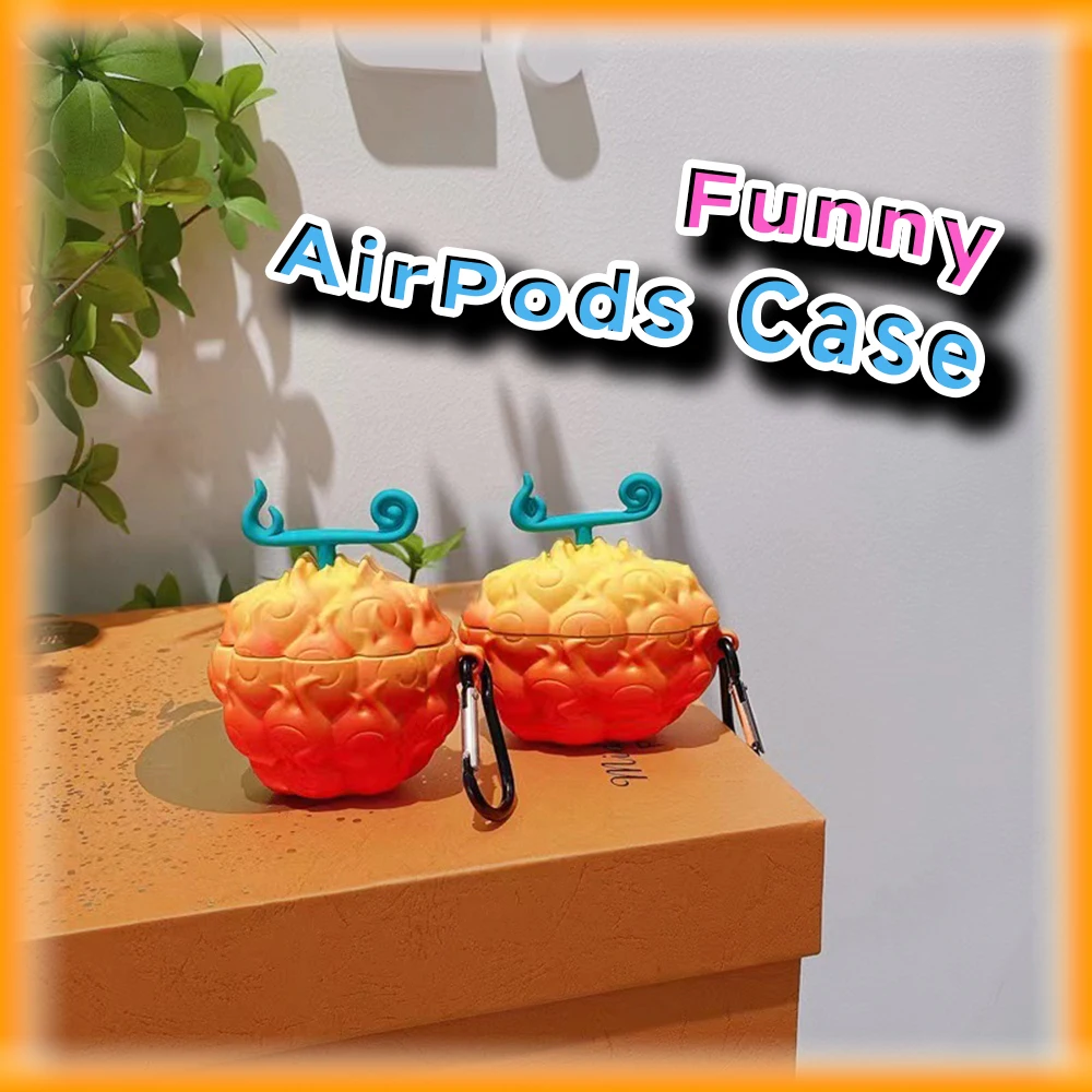 Funny Devil Fruit Headset Case for Airpods1 2 3 Pro Wacky Creative Protective Cover with Keychain Gift