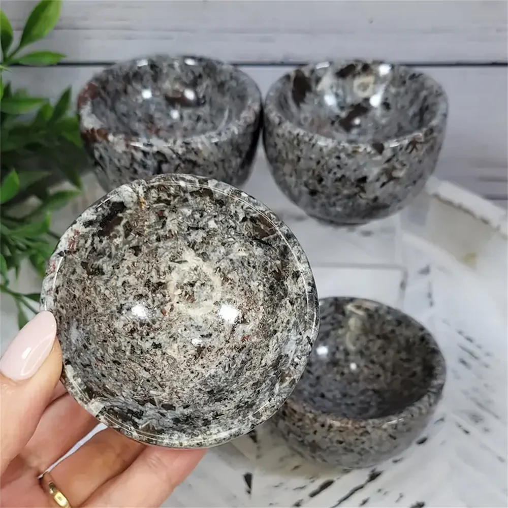 1pc AAAA+ Yooperlite bowl Crystal Carving - UV Reactive Quartz Statue, Bohemian Style, Unique Home Decor,