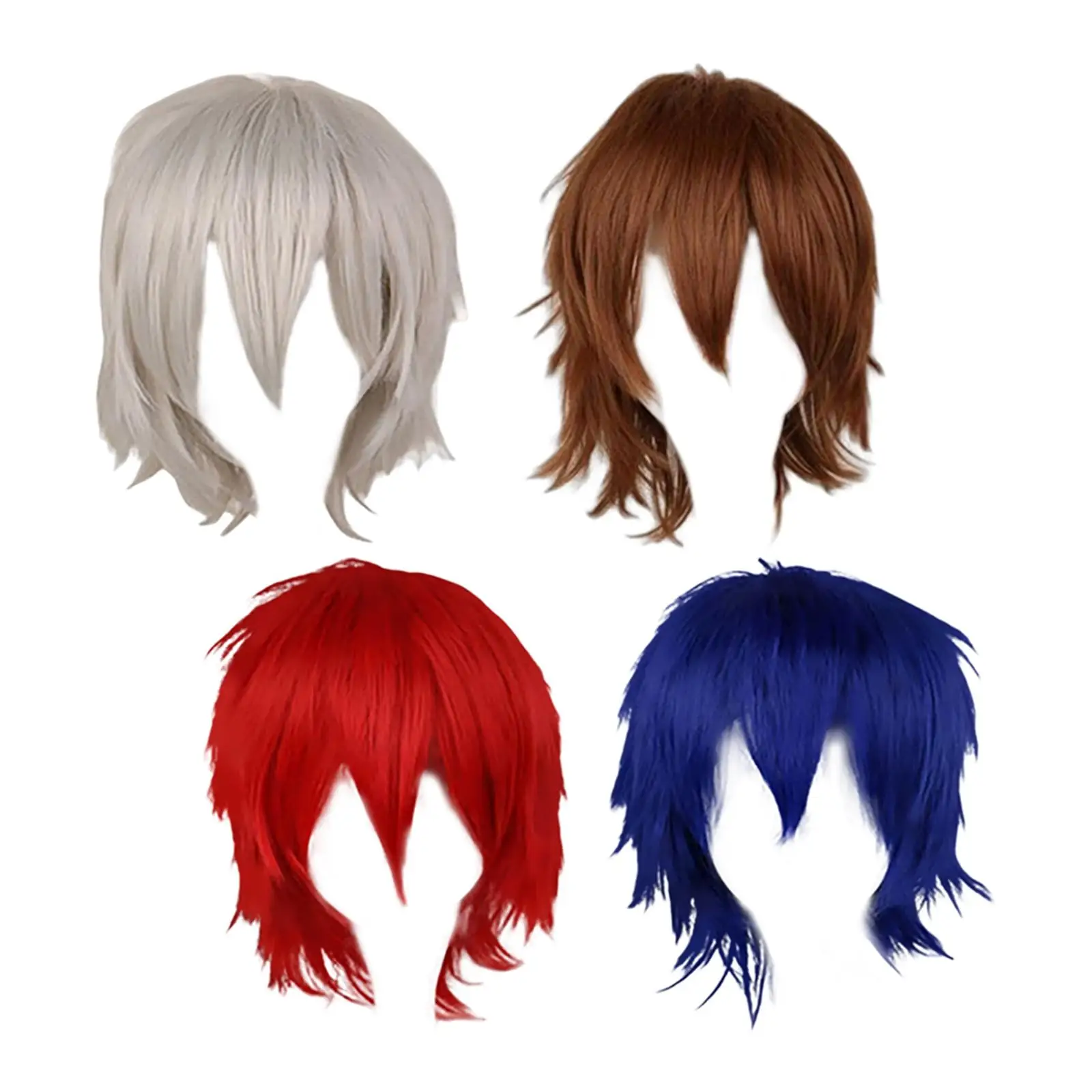 

Короткий парик для косплея, многослойный аниме, базовая стойкая колючая мода, для праздничного костюма, мужской мужской костюм для косплея