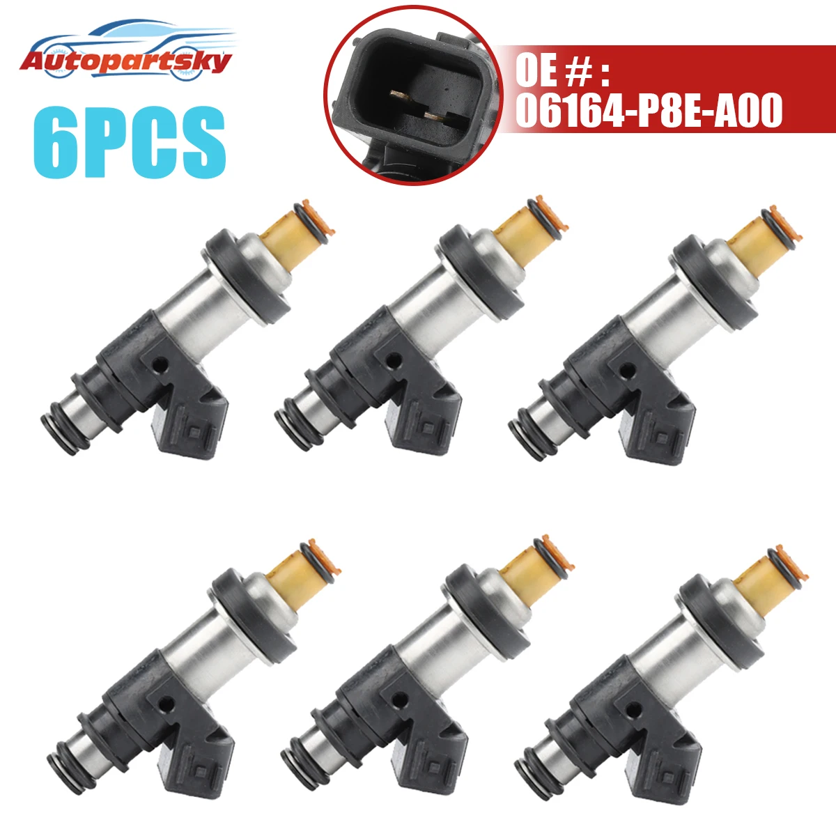 6 SZTUK 06164-P8E-A00 Wtryskiwacze paliwa do Acura TL CL MDX 2001 2002 do Honda Pilot Odyssey 3.2L 3.5L 06164P8EA00 842-12279 155-0365