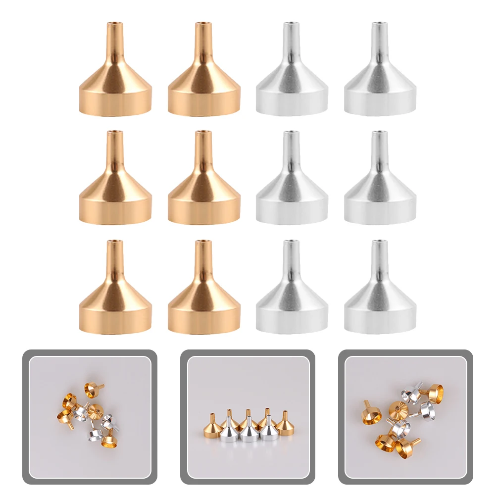 12 Stuks Metalen Mini Trechters Kleine Fles Parfum Refill Tool Vloeistof Doseren Trechter Essentiële Olie Parfum Doseren Trechter