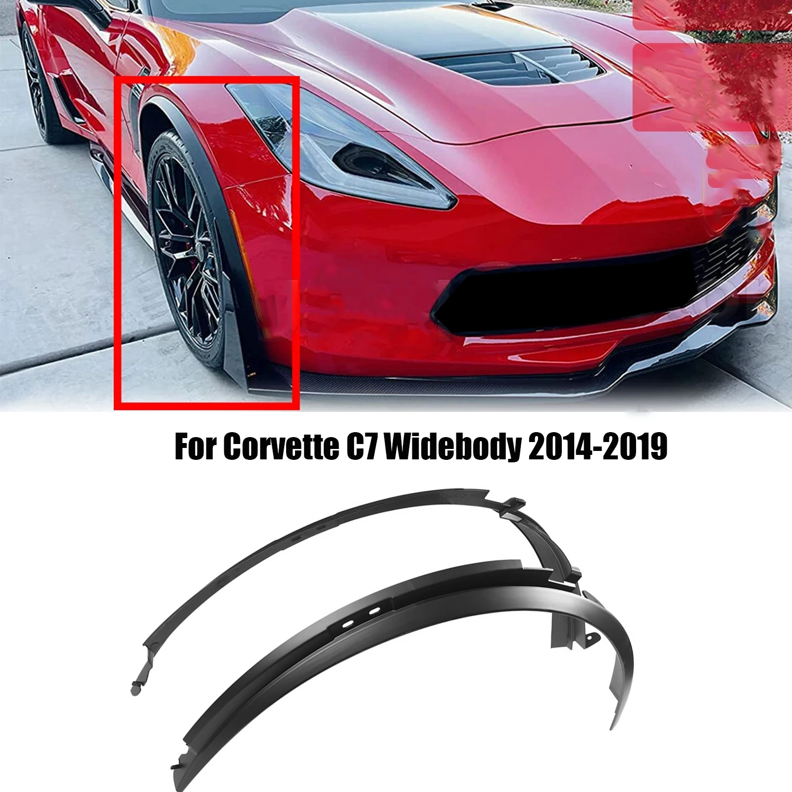 2 Pieces For Chevrolet Corvette C7 Widebody 2014-2019 Car Front Wheel Trim Fender Arches Molding Flares Gs Z06 ZR1 Stingray Z51