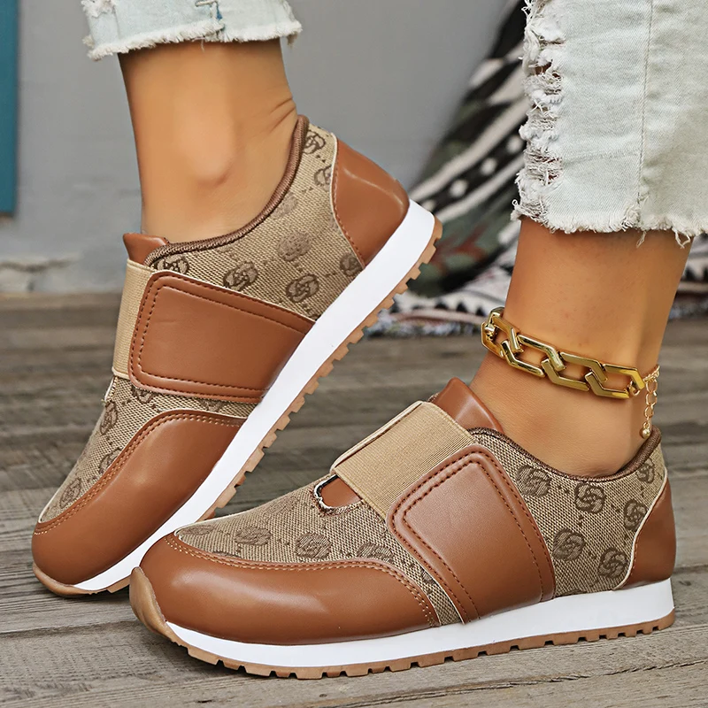 Fashion Print Platform Sneakers donna estate traspirante scarpe sportive antiscivolo donna 2024 Slip-On Patchwork scarpe vulcanizzate piatte