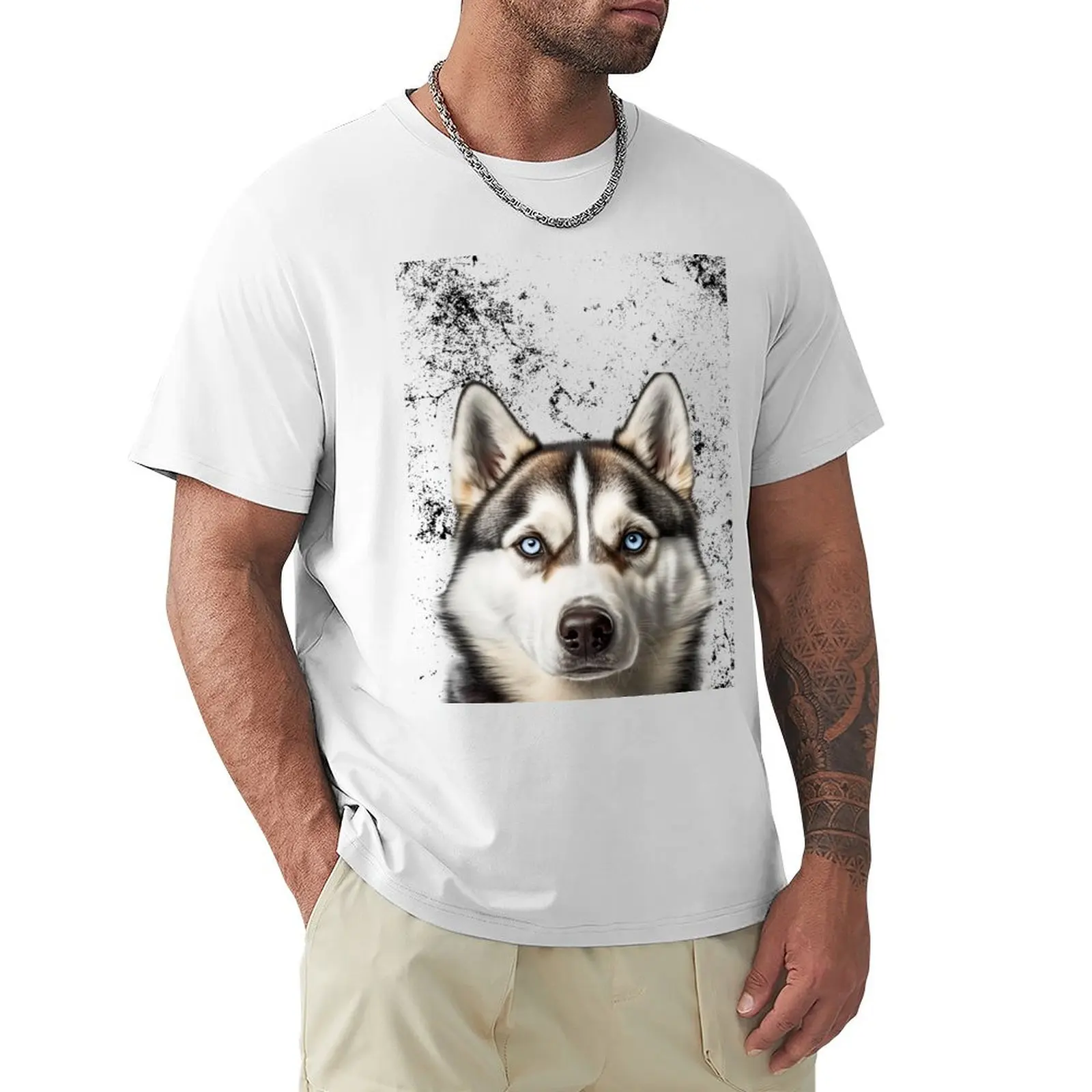 Siberian Husky Portrait T-Shirt oversizeds customs quick-drying mens cotton t shirts