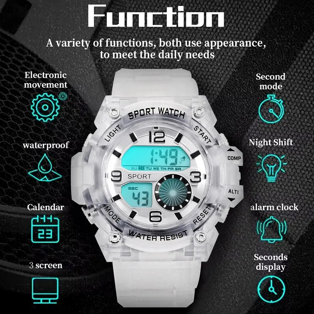 Reloj Digital deportivo para hombre, pulsera electrónica, resistente al agua hasta 30M, grande, a la moda