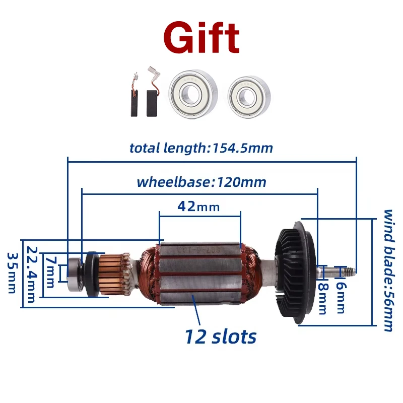 AC220-240V Armature for Bosch Rotor Anchor Replace GWS6-100 GWS6000 GWS6600 6700 GWS 6-115 GWS6-115 Angle Grinder Rotor Stator