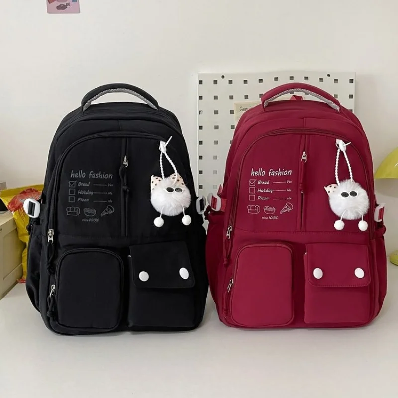 Preppy Style Canvas Backpacks Shoulder Bags For Women Waterproof Nylon Student Knapsack Fashion Floral Printed Rucksack