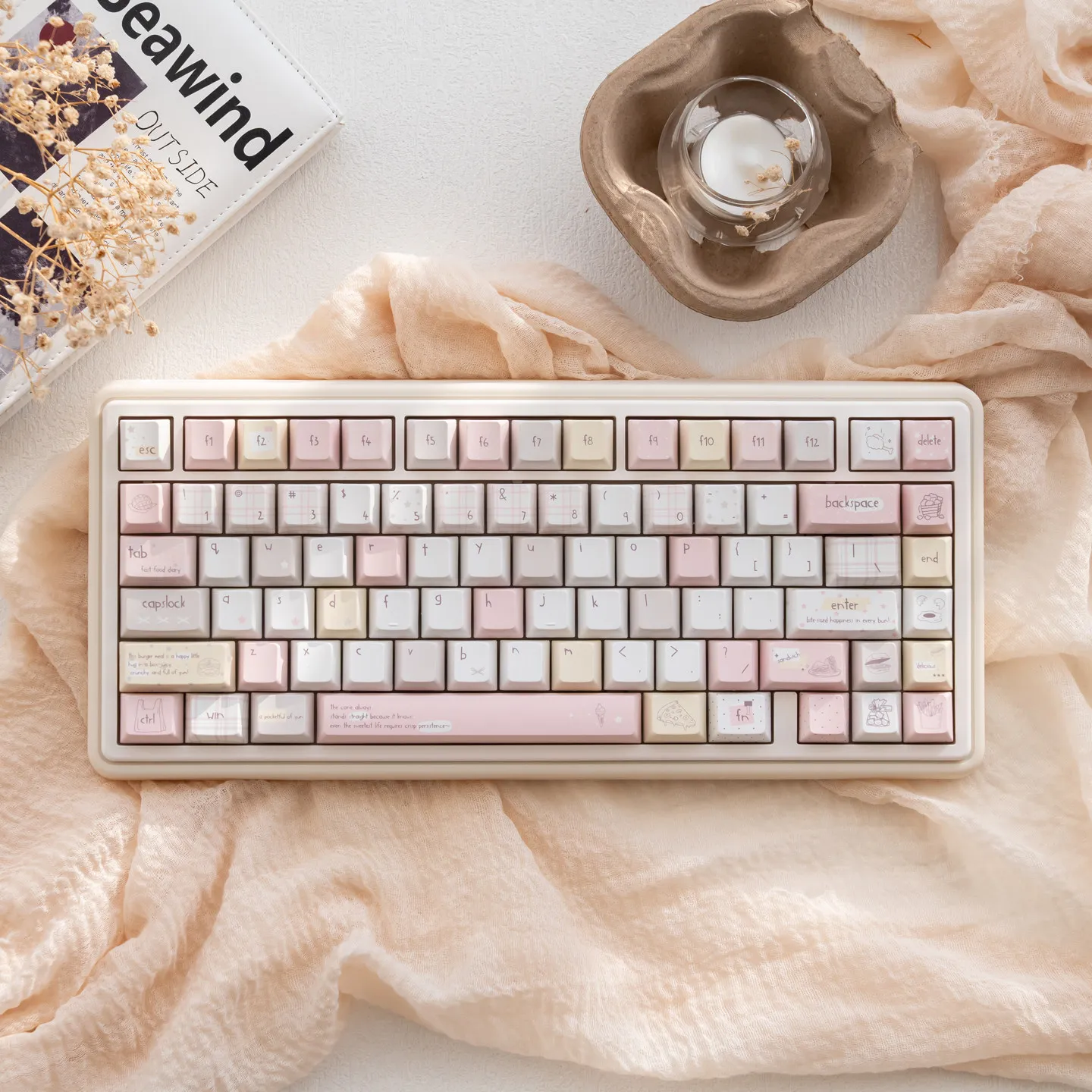 URE 129 Keys Enengy Boost Keycaps Cherry Profile Dye-Sub PBT Keycaps Pink Korean Key Caps For MX Cherry Mechanical Keyboard