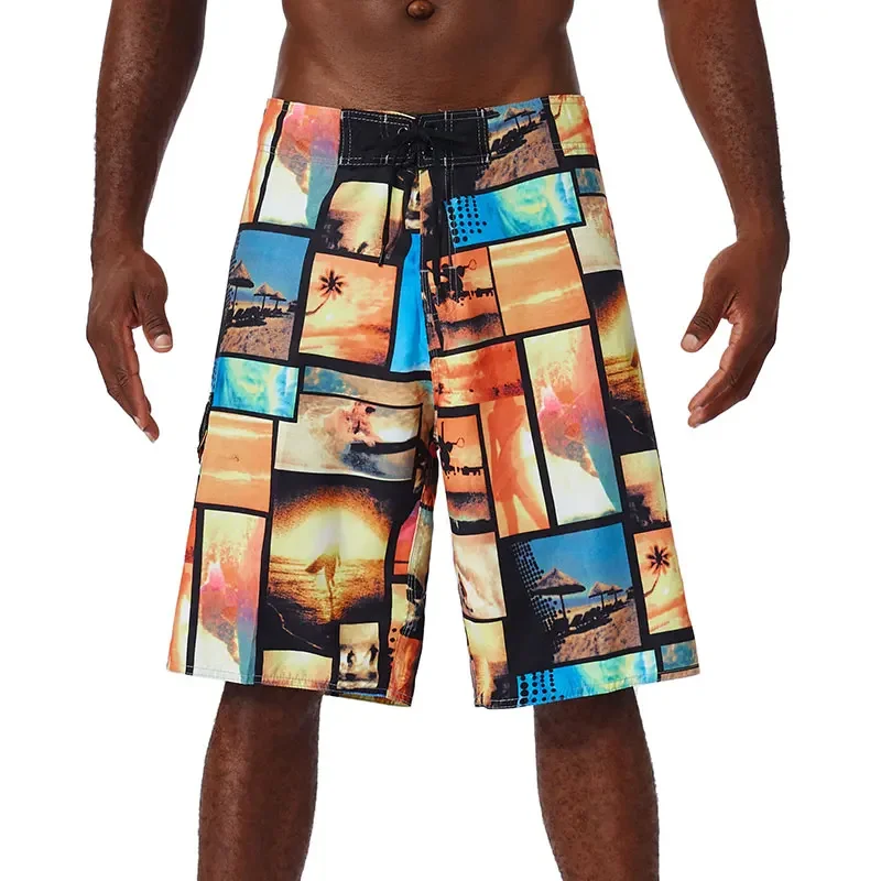 2024 Summer Hawaiian Beach Shorts Holiday Casual Colorful Plaid Print Sportswear Quick Drying Trunks Ice Shorts Hawaii Swimsuit