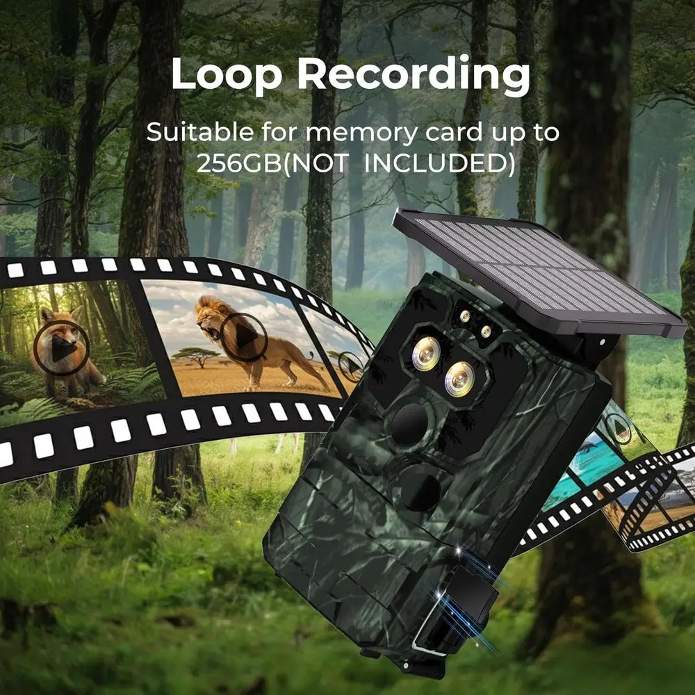 كاميرا تعقب واي فاي تعمل بالطاقة الشمسية بدقة 4K بدقة 60 ميجابكسل مع رؤية ليلية وتسجيل مقاوم للماء وحلقة لتتبع الحياة البرية #6