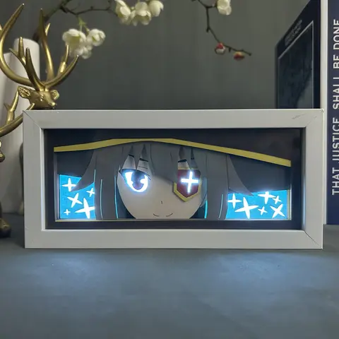 애니메이션 라이트 박스, 코노스바 메구민 페이스 룸 장식, 만화 종이 컷, LED 야간 조명 램프, 메구민 라이트 박스, 와이프 아이