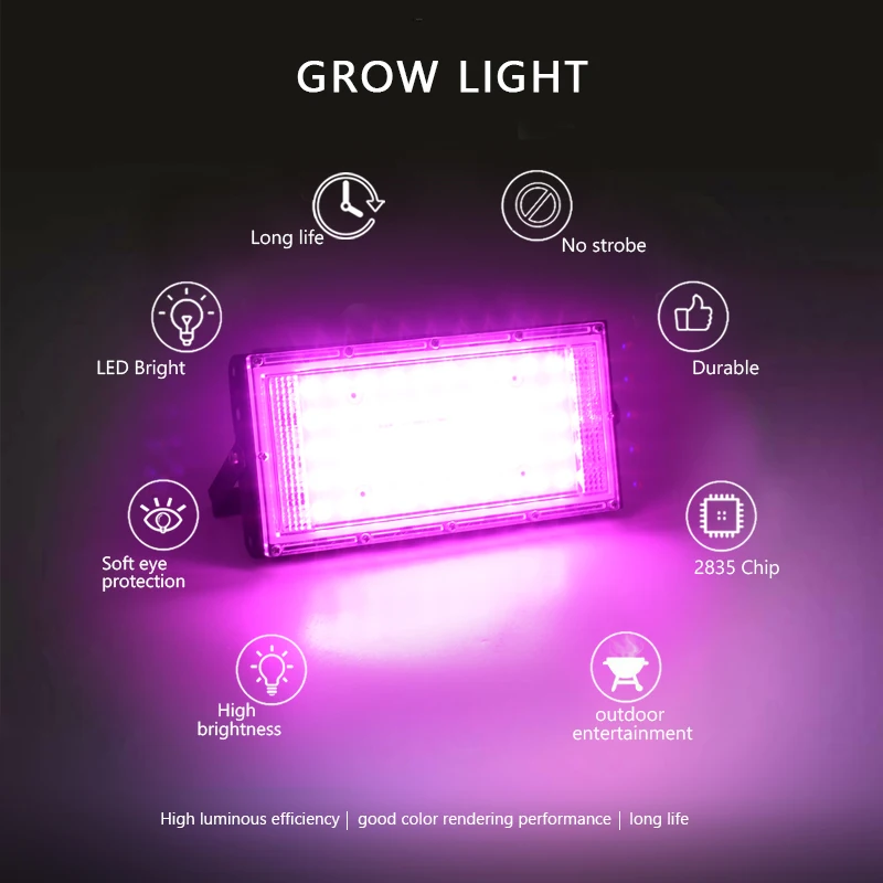 AC 220V LED Grow Light 50W Full Spectrum Light Phyto Lamp For Outdoor Hydroponic Greenhouse Flower Seeds Plant Growing Lamps