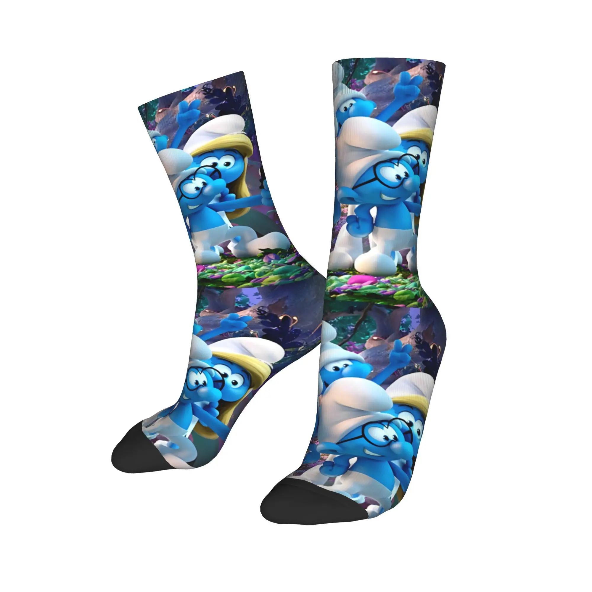 New Men's Socks Harajuku Schtroumpf Kawaii Cartoon Anime Sock S-Smurfs Graphic Women's Stockings Spring Summer Autumn Winter