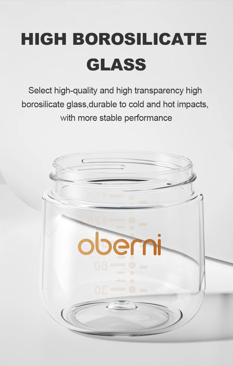 Oberni baby bottle glass feeding bottle new vent with  breast-like silicone nipple for baby newborn 5OZ 7OZ milk bottle