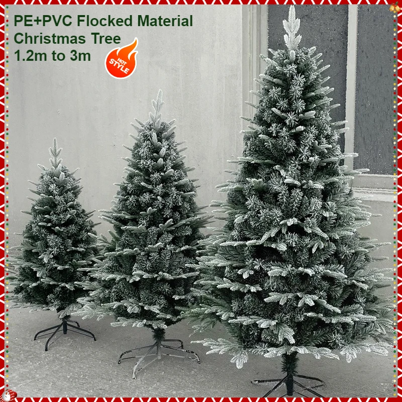 

Artificial Christmas Tree PE+PVC Encryption Spray White Flocking Large Christmas Tree 1.2m-3m Christmas Atmosphere Decorations