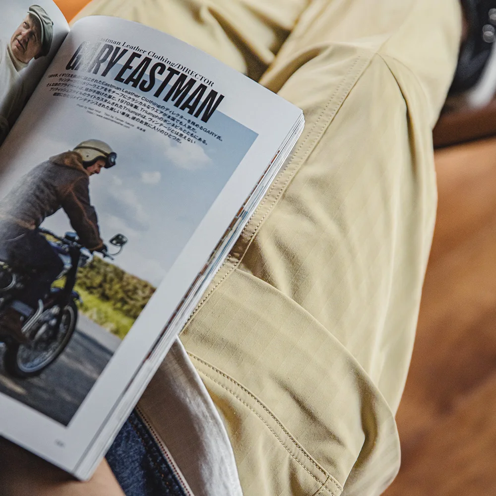 Maden Men's Vintage Multi-pocket Casual Cargo Pants Vibe Herringbone Long Pants Straight Leg Loose Trousers for Spring Autumn