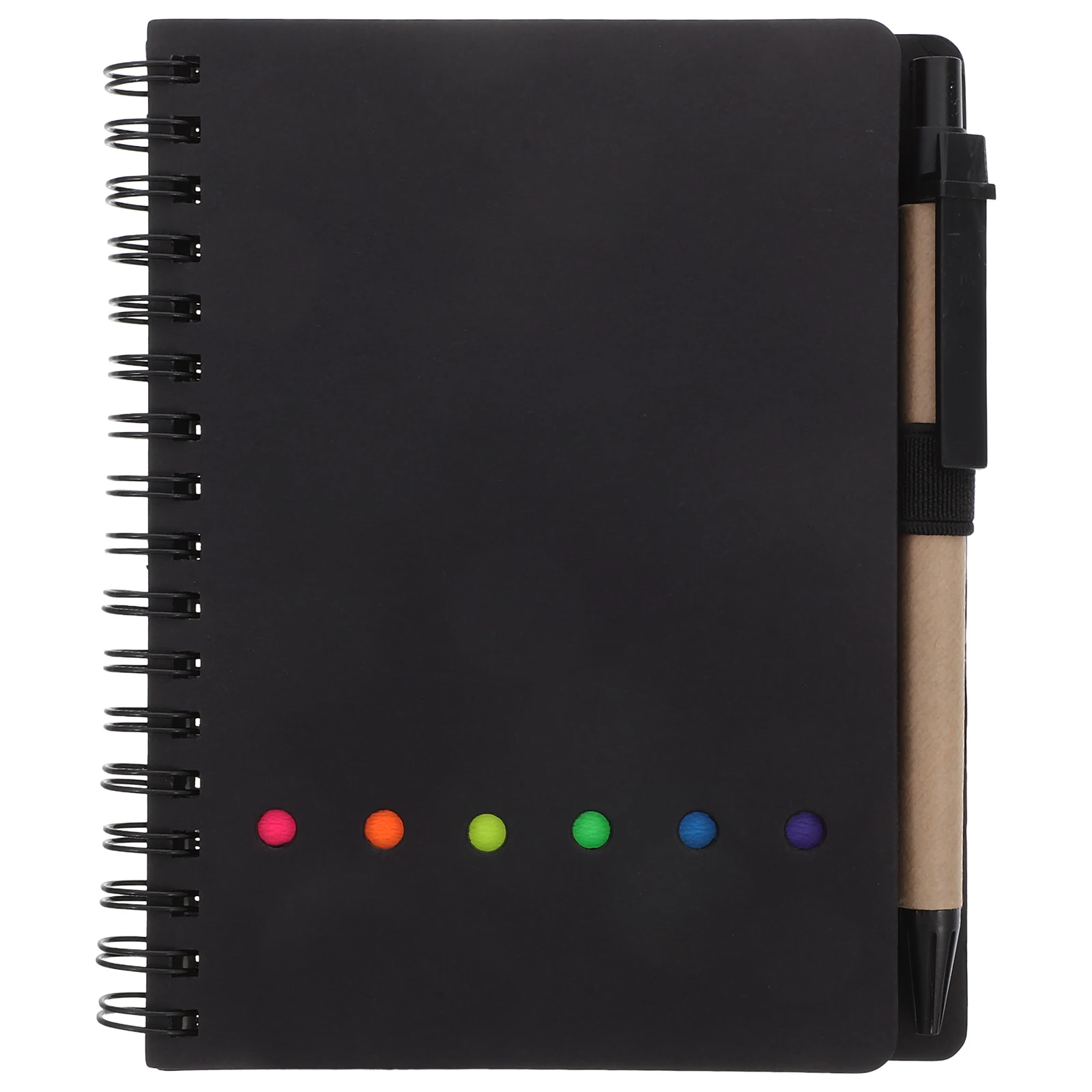 

30 Pages Spiral Notebook Pen Portable Writing Notepad Students Black Compact Journal Artists Stationery