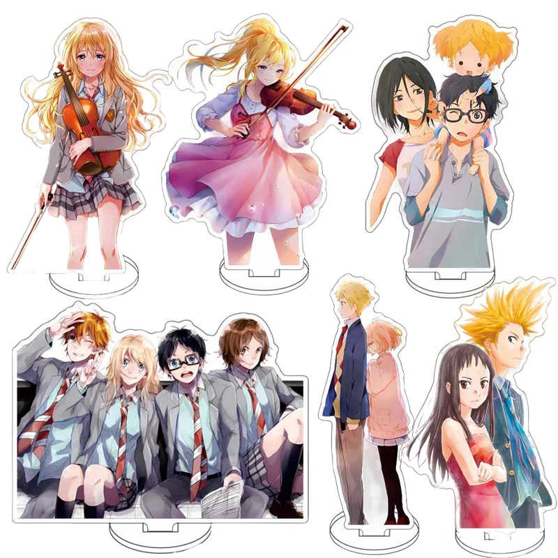 NEW Anime Your Lie in April Miyazono Kaori Acrylic Stand Model Toy Arima Kousei Cartoon Standing Plate Desk Decoration Props