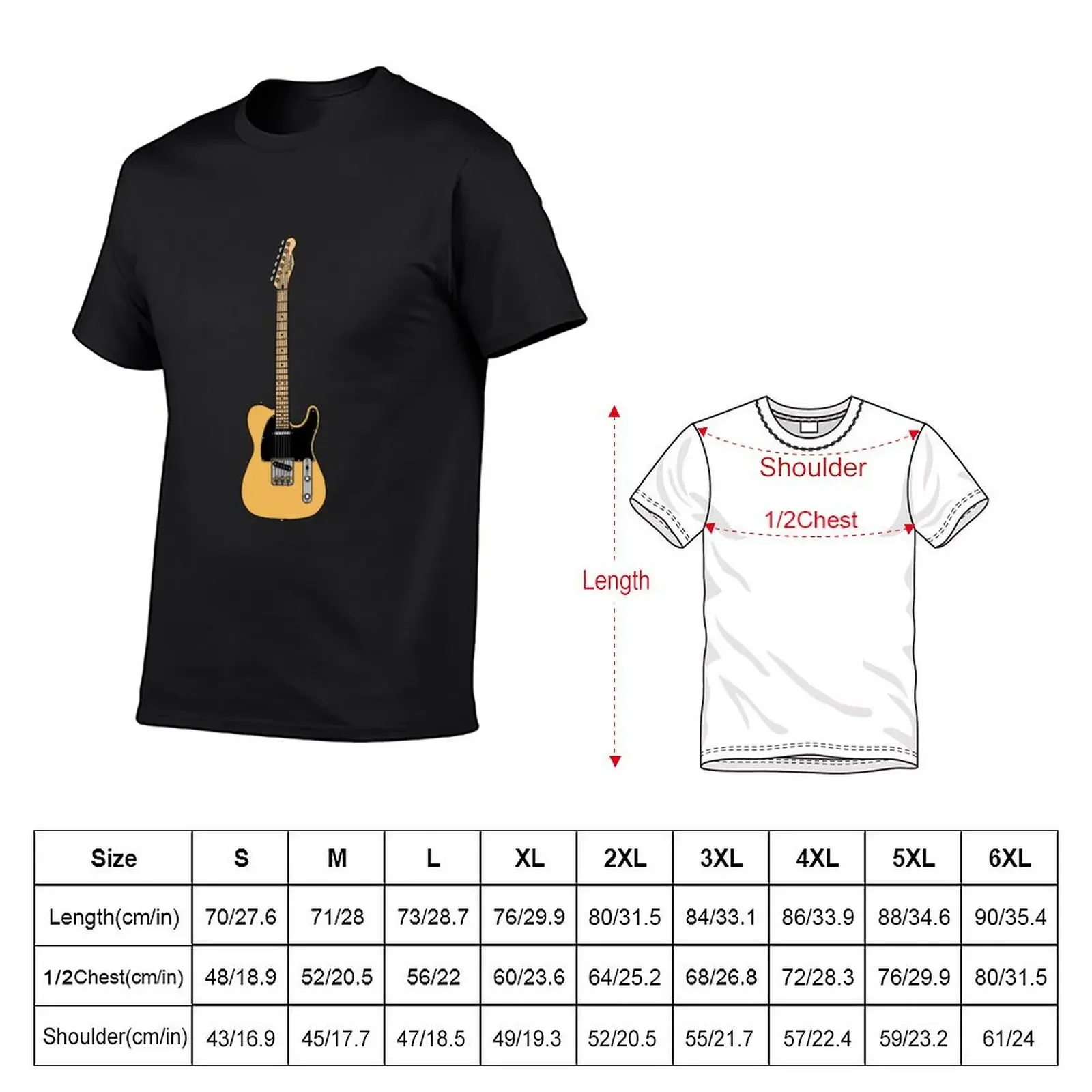 Coloured Telecaster (B. Blonde) - Black Pickguard and Maple Fretboard T-Shirt plus sizes summer top mens t shirts casual stylish