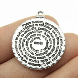 WYSIWYG 2pcs 32x28mm Pendant Bible Double Sided Round Amen Bible Charm Pendants For Jewelry Making Bible Amen Pendants