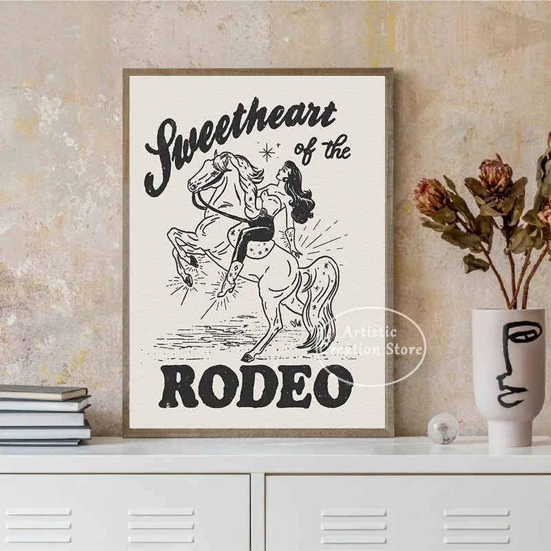 Valentines Cowgirl Cowboy Poster Canvas Painting Print Wall Art Picture Living Room Nordic Giclée Fine Western Art Home Decor