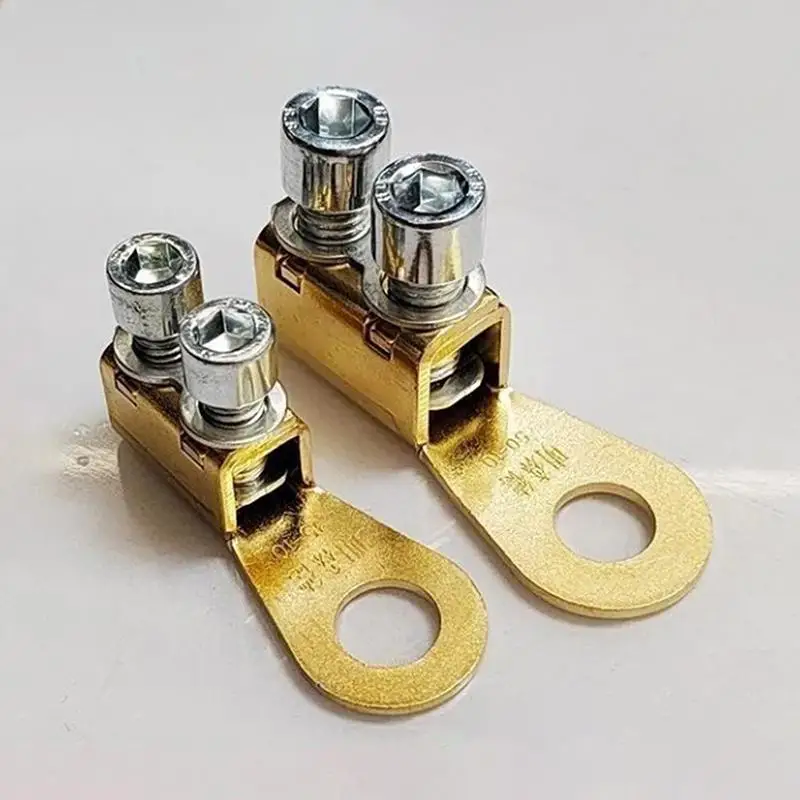 2Pcs Pure Copper Thickened Car Battery Terminal Clip Wire Pile Head Chuck Auto Battery Connection Replacement Repair Accessories