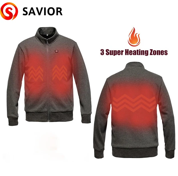 Rechargeable Battery Powered Heated Jacket Winter Carbon Fiber Infrared Polyester/Canvas Cotton Padded