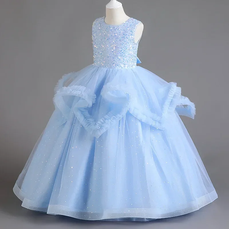 Youth Girls Holy Communion Dresses Age 6 8 To 10 13 14 Teenagers Elegant Party Prom Luxury Birthday Long Tulle Blue Baby Clothes