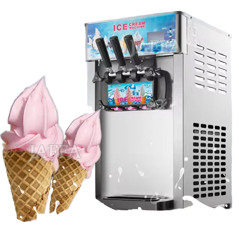 Commercial Ice Cream Machine 10-12L / H Yield 1100W Countertop Soft Serve Ice Cream Maker Stainless Steel Cylinder