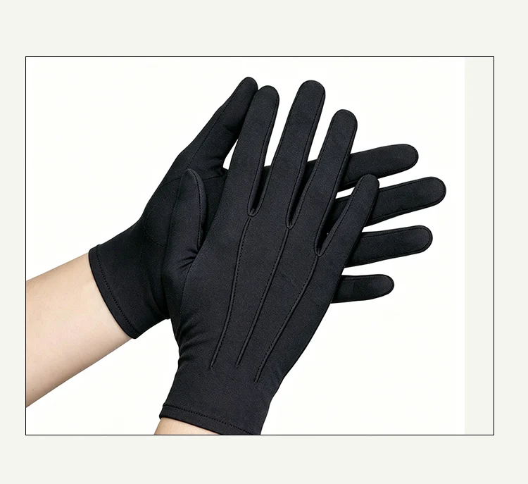 Sommerliche weiße Spandex-Handschuhe mit drei Fasern für Damen und Herren, kurz und dünn, atmungsaktiv, für Zeremonien, Kommando, Moderation, Fahren – Detail 3
