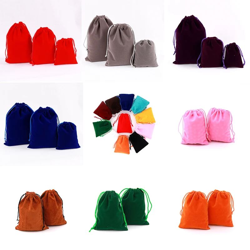 10PCS Velvet Sachets Drawstring Gift Bag Multicolor Fabric Pouch Soap Packaging Small Bags 5x7cm 7x9cm 9x12cm 13x18cm Wholesale