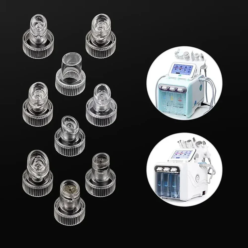 Punta de 9 Uds para herramienta de cuidado de la piel Hydro Facial dermoabrasión para H2O2 agua oxígeno Jet Peel accesorios de microdermoabrasión hidrafacial