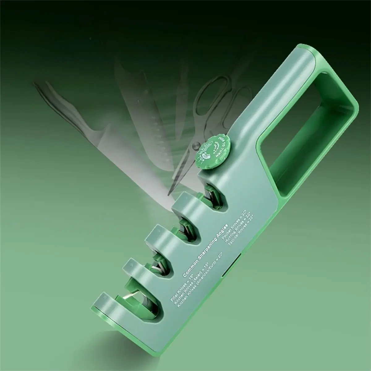 4-in-1 Knife Sharpener Stone - Steel Sharpener for Kitchen Knives, Scissors & Tools - Non-Slip Base