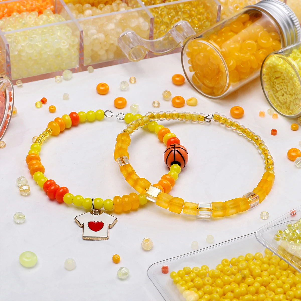 High Quality Glass Rice Beads In Various Styles Orange Yellow Series Loose Beads DIY Bracelets Necklaces Accessories Making view 3