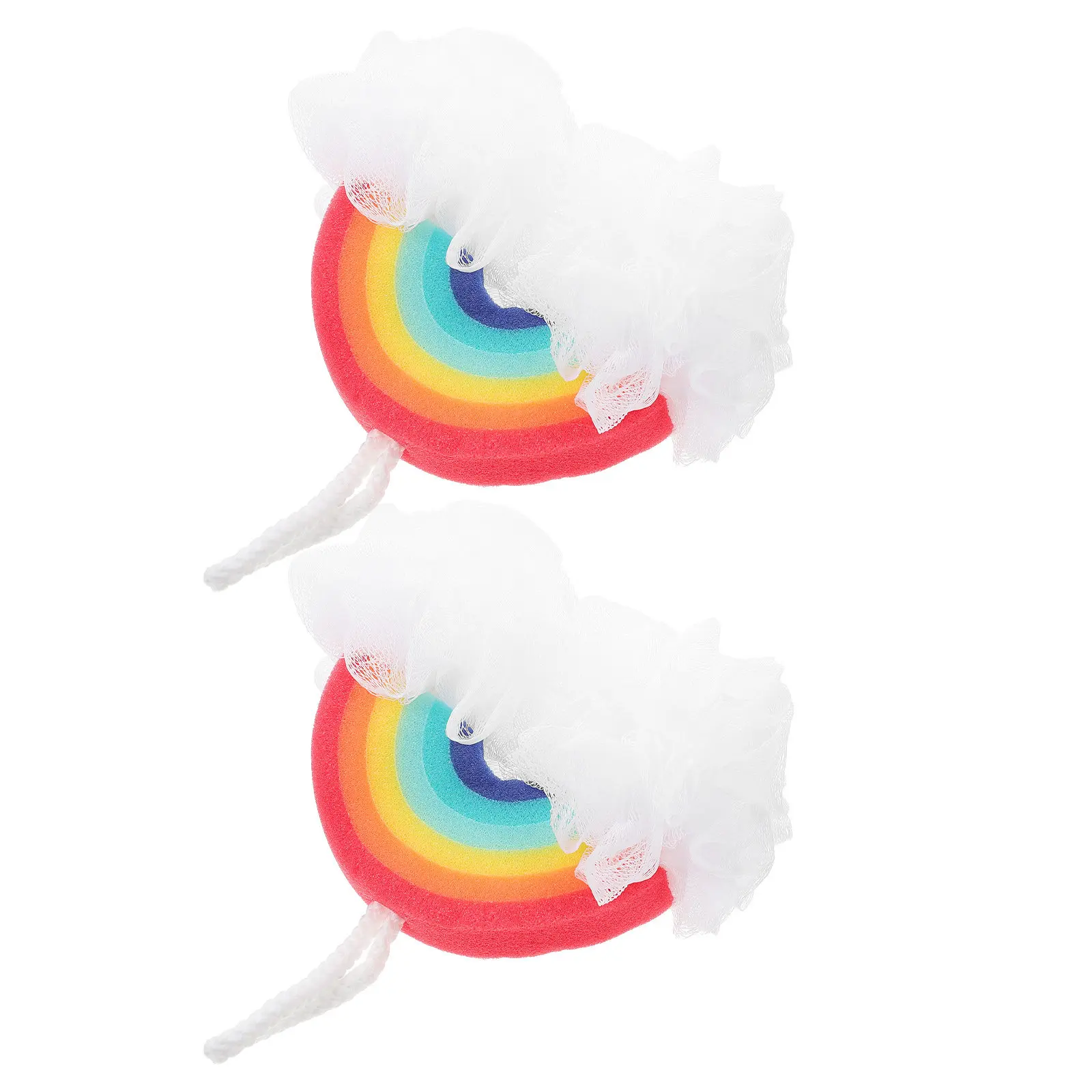 

2Pcs Rainbow Shower Ball Bath Mesh Sponge Body Scrubber for Smooth Skin Cleaning Quick Easy Use Women Men Daily Shower