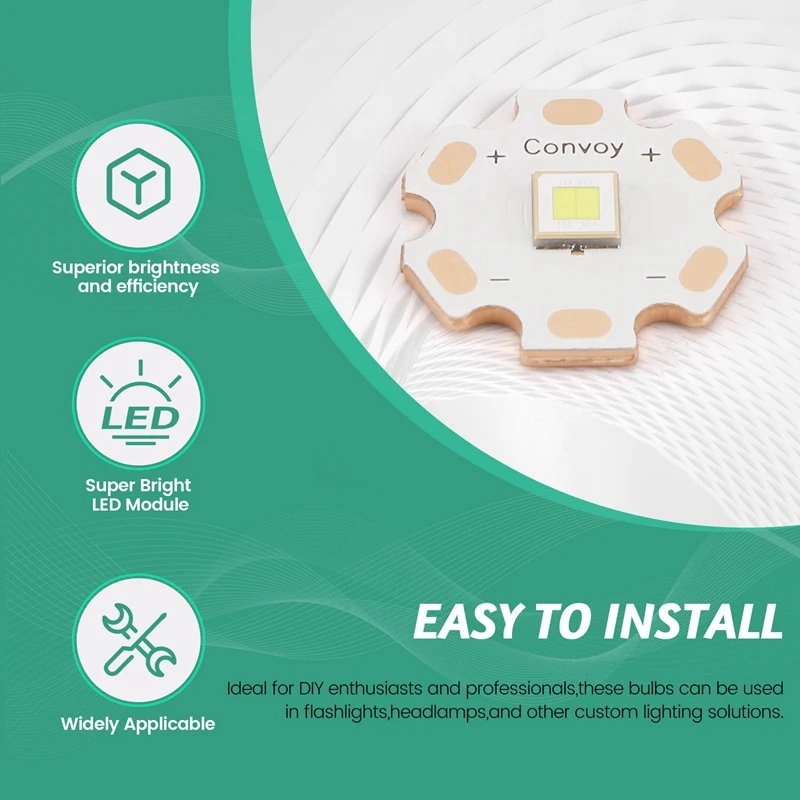 A76X-SFT70 LED,6500K Light Emitting Diode Efficient Lighting For Flashlights Headlamps & More With 20Mm Copper PCB