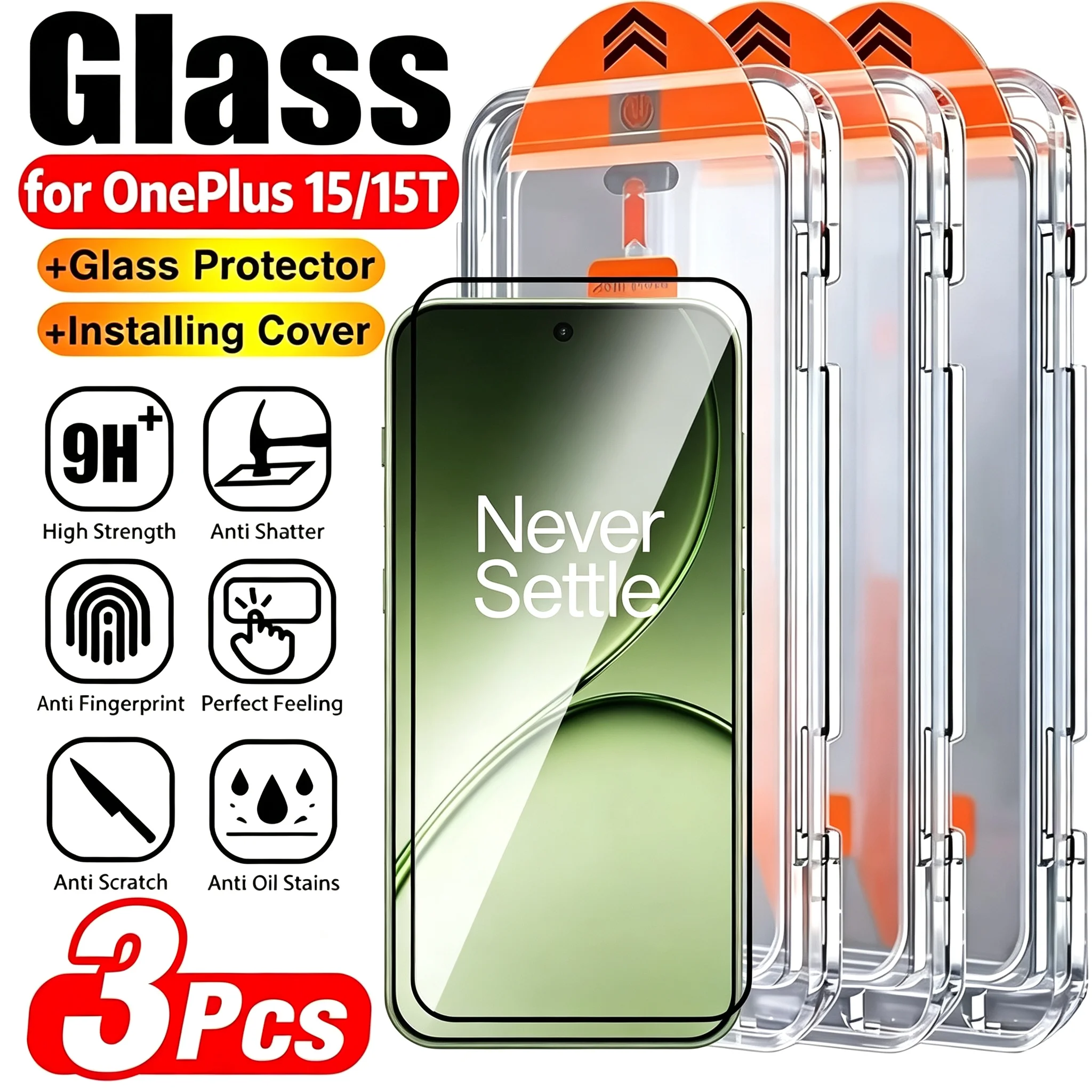 3Pcs Dust Free Easy Installation Kit For OnePlus 15 One-Click Screen Protector For OnePlus 15T 15 Full Cover Tempered Glass Film