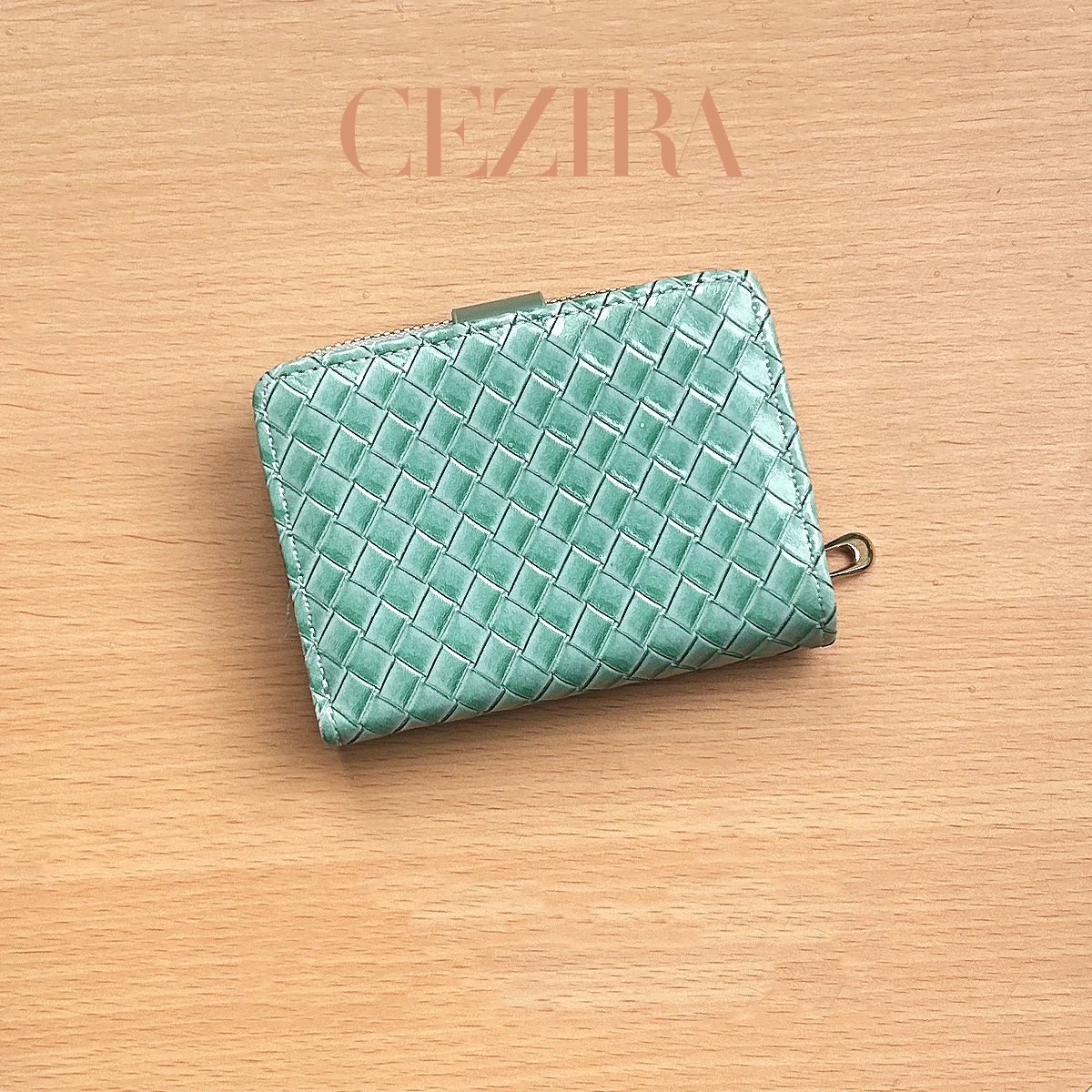 CR Women Mini Bifold Short Wallet Woven Pattern PU Leather Card Holder Multi Card Slots Coin PursPurs Anti Lost Practical Purse